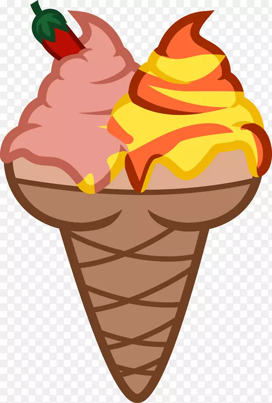 巧克力冰淇淋圆锥形圣代冰淇淋