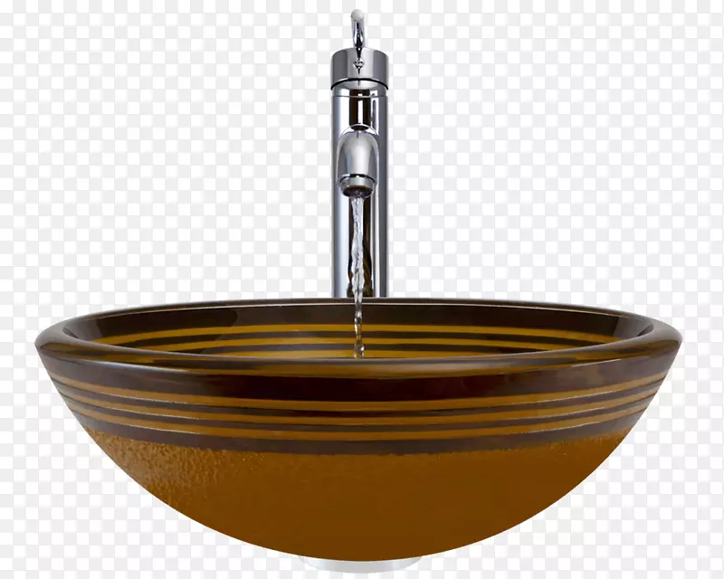 碗槽玻璃水龙头棕色手绘玻璃
