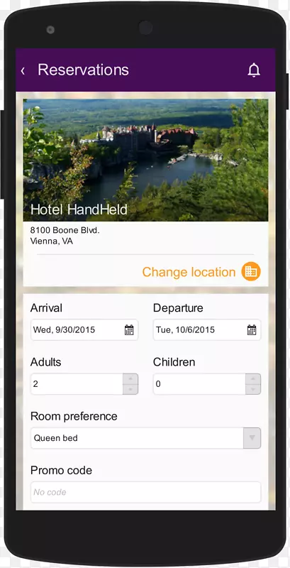 莫霍克山庄。智能手机酒店业字体-智能手机
