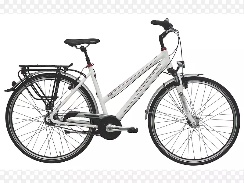 步行街城市自行车枢纽齿轮白色自行车