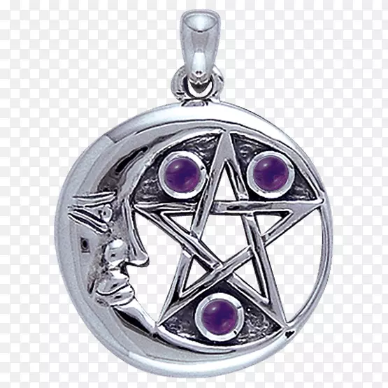 紫水晶五角符号魅力和吊坠首饰.符号