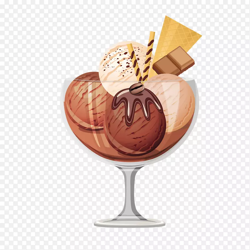 冰淇淋圆锥形圣代巧克力冰淇淋-冰淇淋