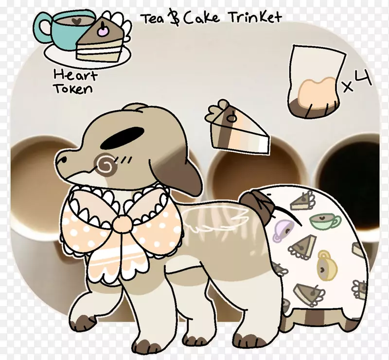 小狗服装配件剪贴画-茶和蛋糕