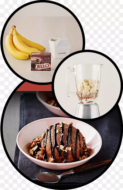 巧克力蛋糕华夫饼早餐菜冰淇淋-冰淇淋香蕉