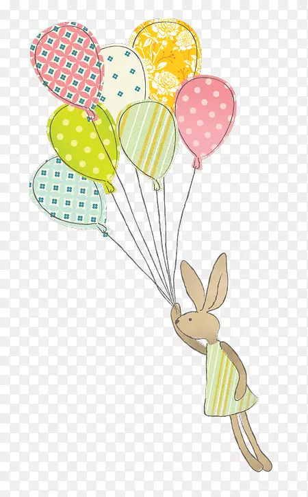 花瓣气球切花剪贴画-兔子气球