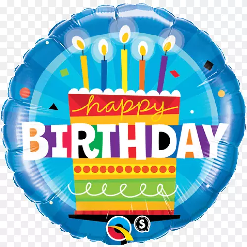 生日蛋糕气球派对祝你生日快乐-蓝色生日蛋糕