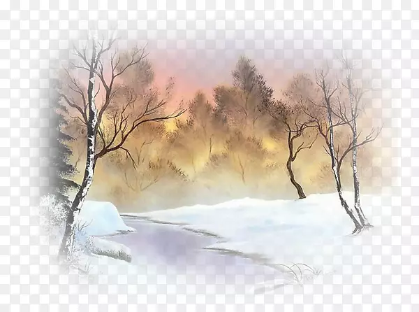 冬夜山水画油画艺术画布-鲍勃罗斯
