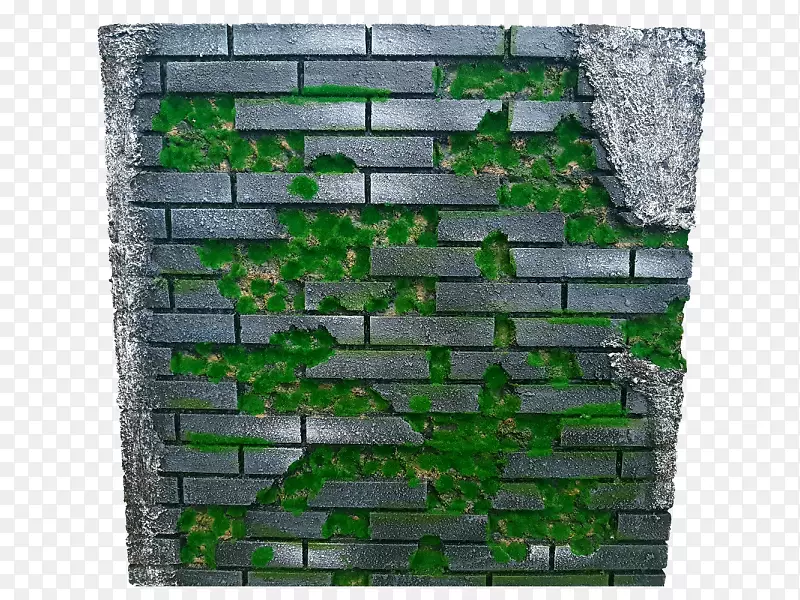 石墙砖长方形墙苔藓