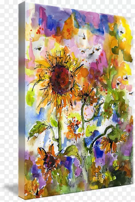 花卉设计水彩画艺术静物向日葵水彩画