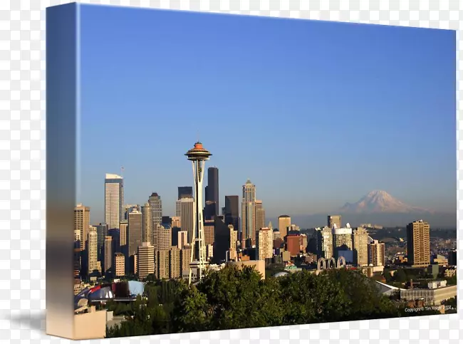 天际线，城市景观，摩天大楼，雷尼尔山，南路艺术-西雅图天际线