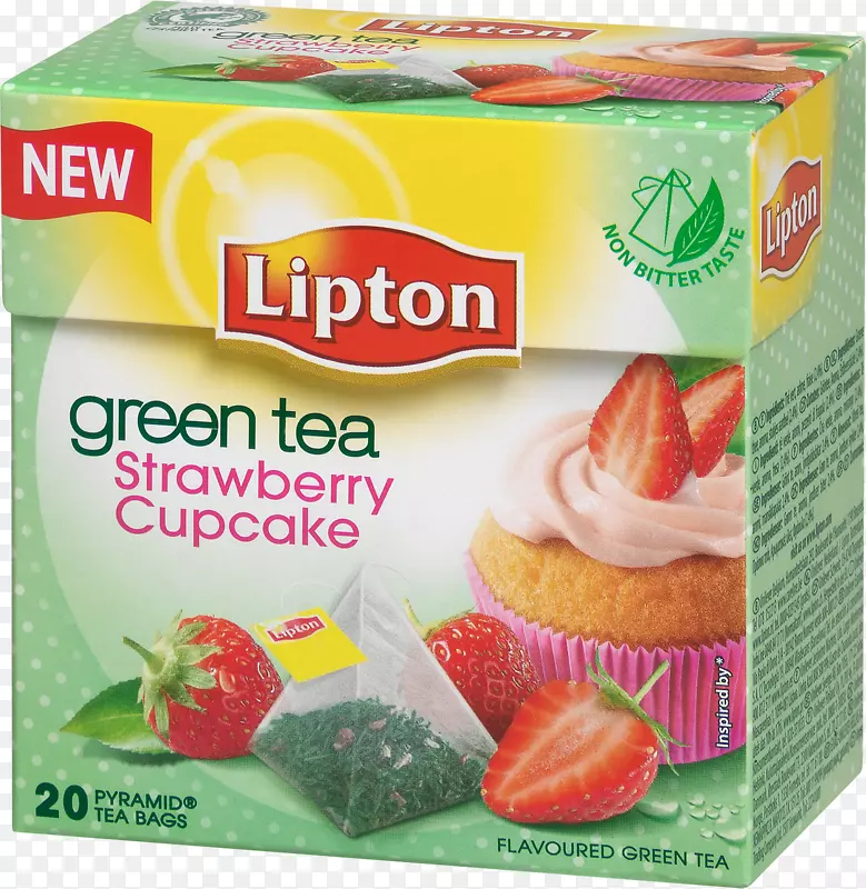 绿茶纸杯蛋糕立顿茶袋草莓绿茶