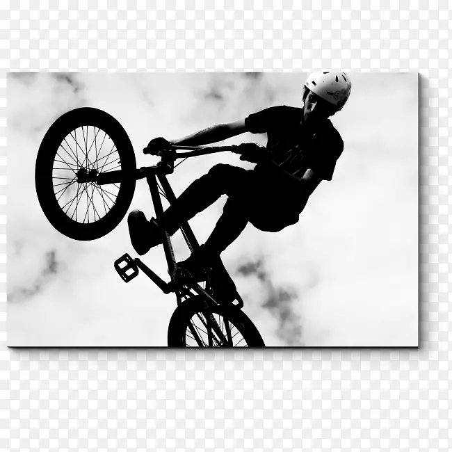 BMX自行车剪影黑白自由式BMX自行车-剪影