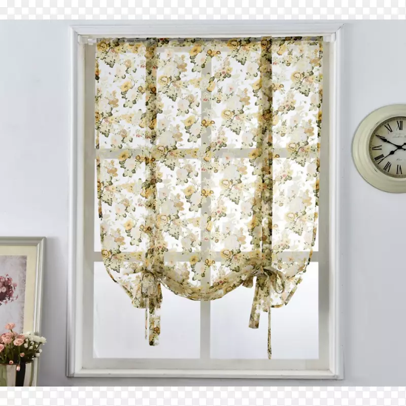窗帘百叶窗和窗帘罗马遮阳窗处理-花现代