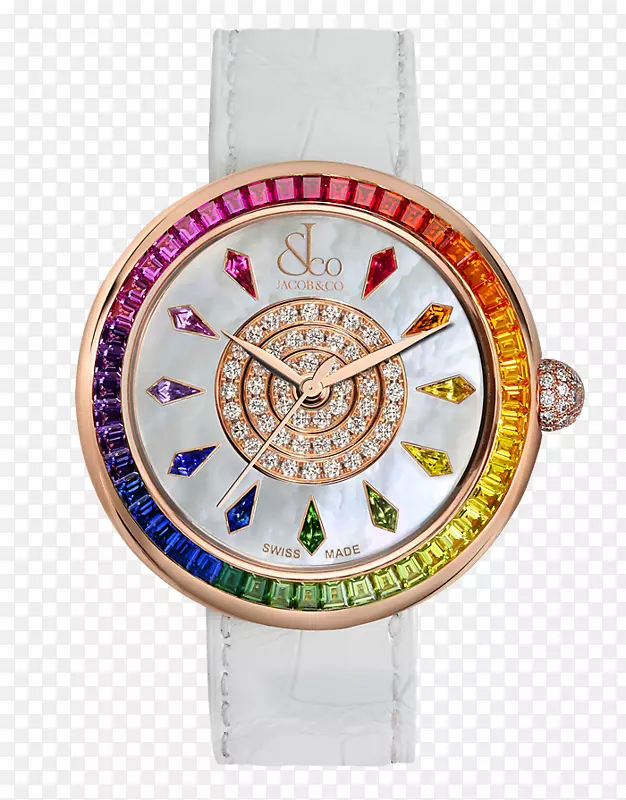 Jacob&co手表表带珠宝彩虹玫瑰手表