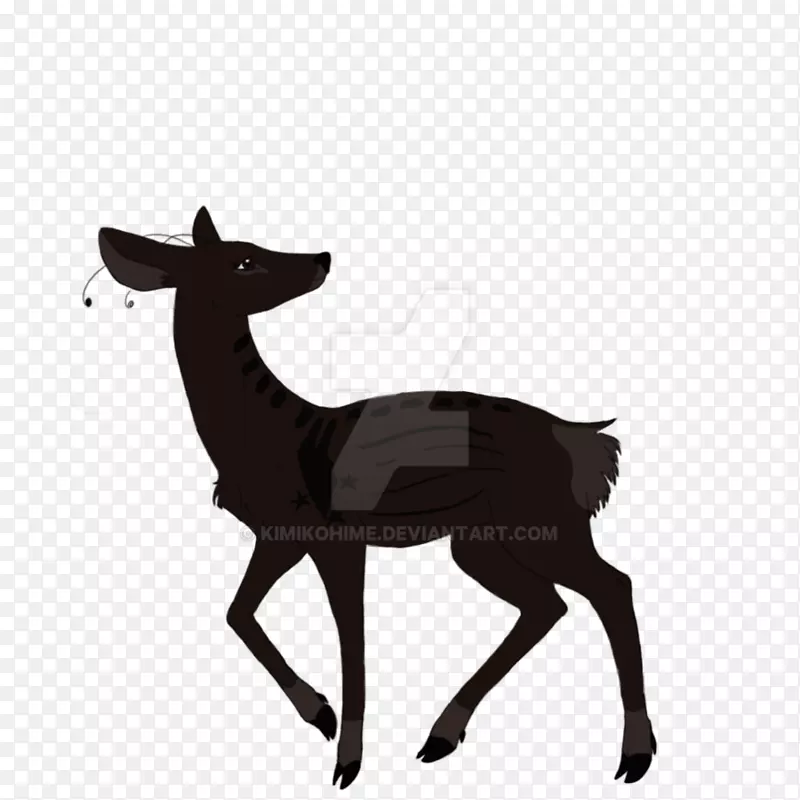驯鹿鹿角包动物黑色剪影-驯鹿