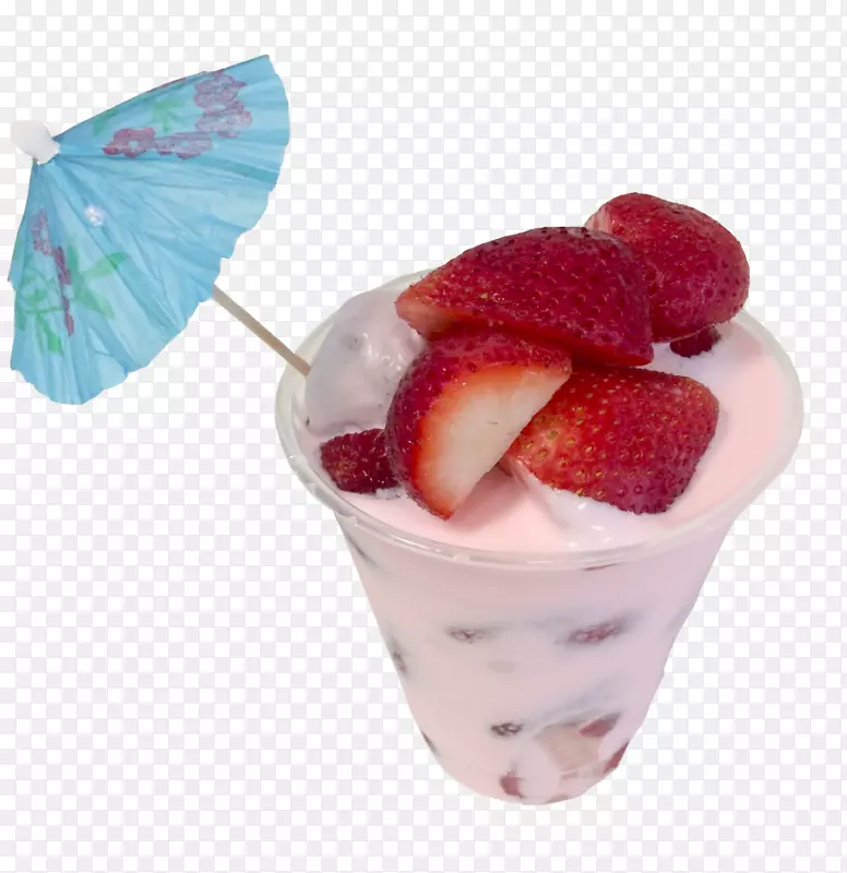 圣代冷冻酸奶奶油雪球鸡尾酒装饰-草莓