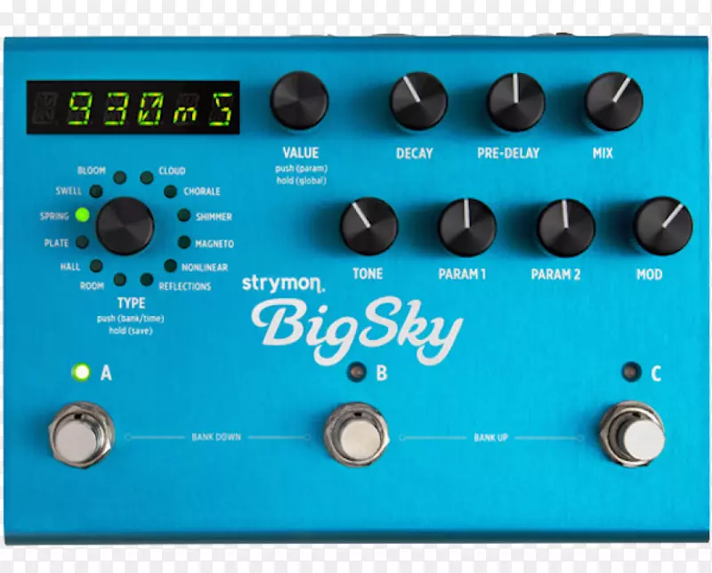 大天空Strymon BigSky效果处理器和踏板混响声吉他