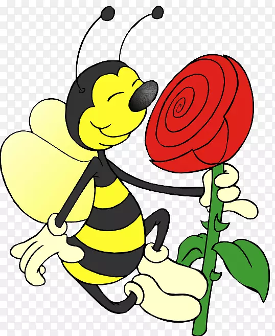 西方蜜蜂花玫瑰剪贴画-蜜蜂