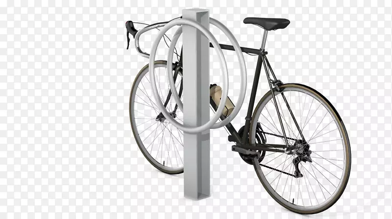 自行车车轮、自行车停放架、道路自行车车把.自行车