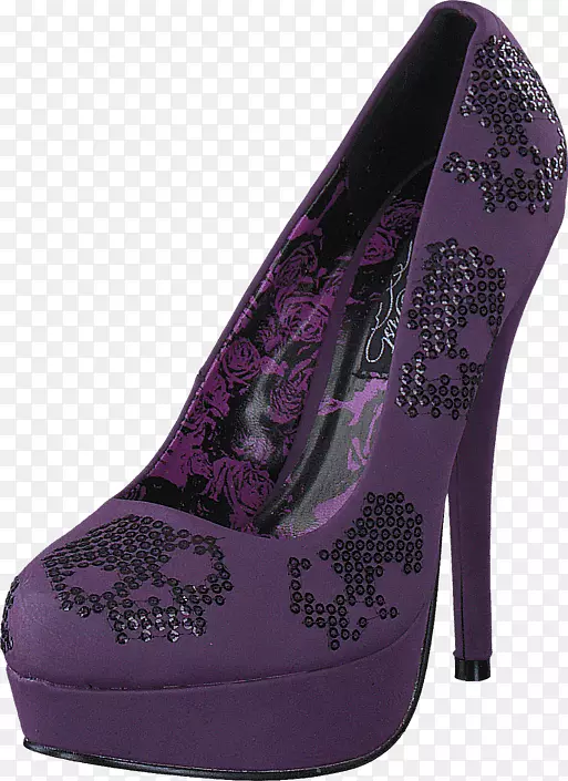 高跟鞋紫色台地鞋亮片紫色