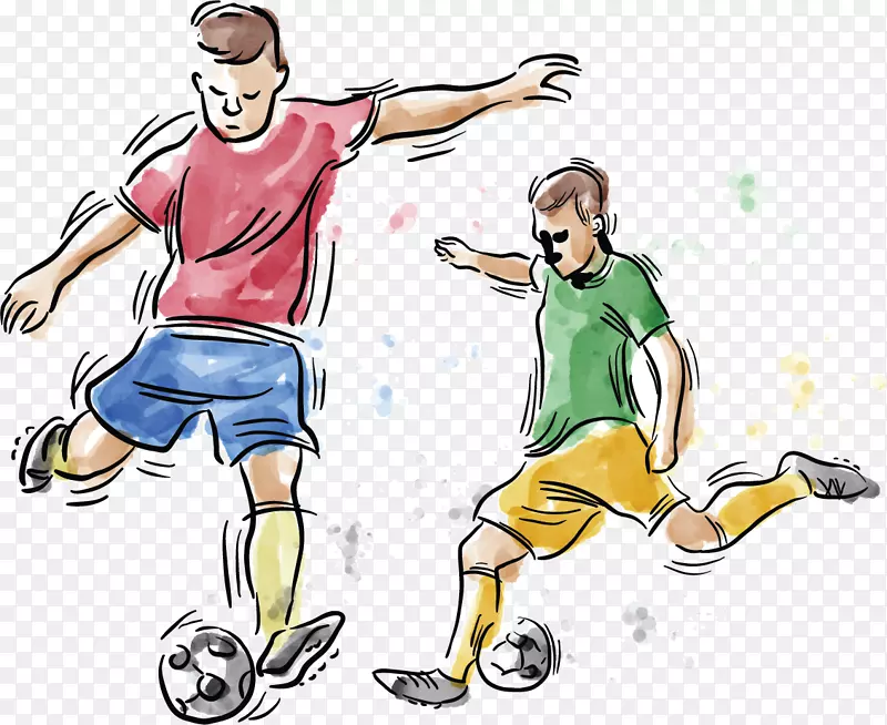 足球运动员运动美式足球-足球水彩画