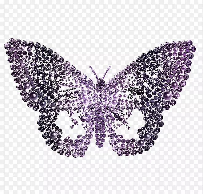 蝴蝶珍珠紫色剪贴画-蝴蝶