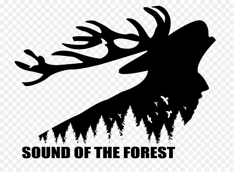 徽标驯鹿声森林剪影图形设计-驯鹿