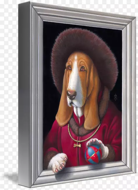 巴塞特猎犬画廊包相框艺术画布-巴塞猎犬