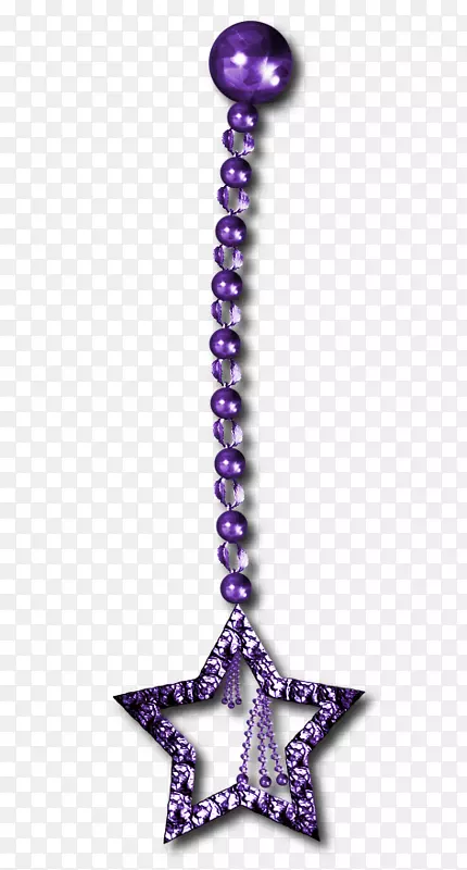 耳环项链，珠宝魅力和吊坠-紫色明星
