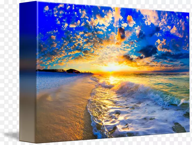 彭萨科拉海滩海岸景观摄影-海洋日落