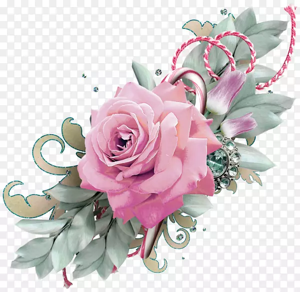 花园玫瑰花卉设计剪贴画-花