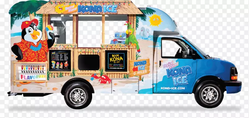 科纳冰科纳-弗雷斯诺卡车的冰雪锥刮冰-热带生日