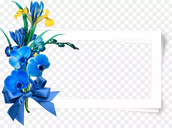 花卉设计蓝色花束画框.花