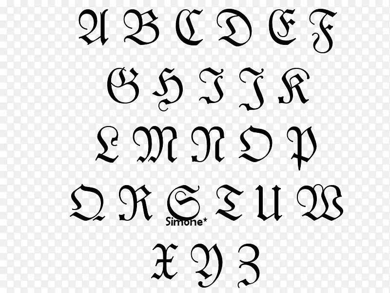 哥特式字母表字母书写.手写数字