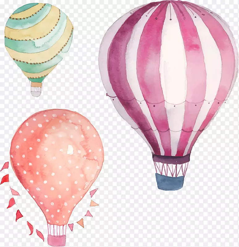热气球水彩画剪贴画