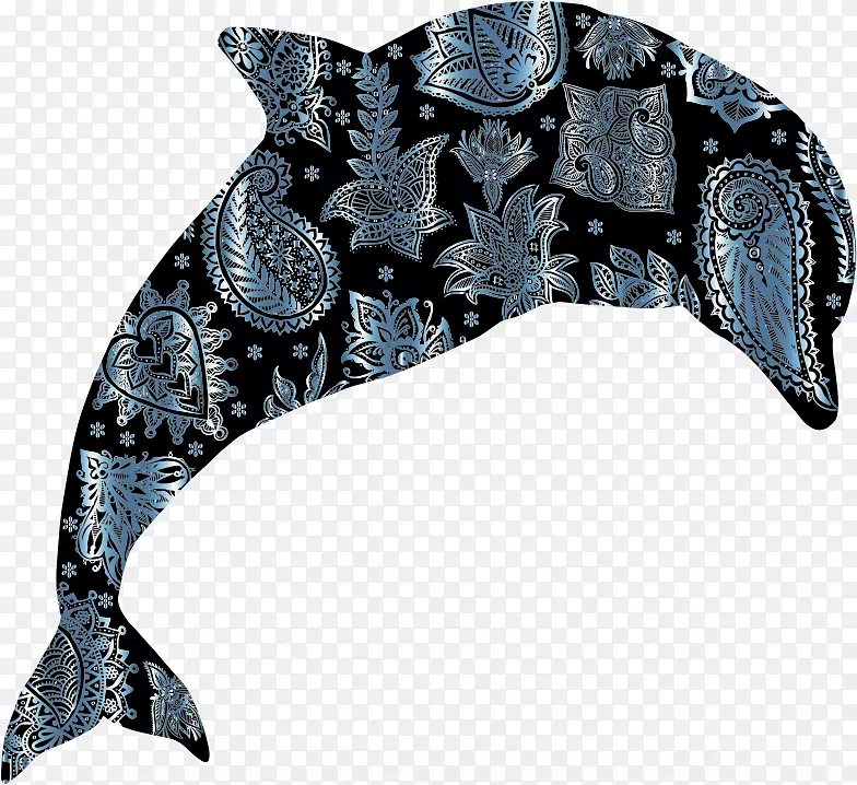 海豚花饰剪贴画-海豚