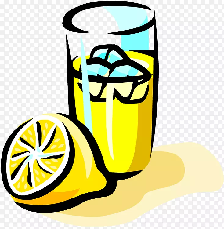 柠檬水橙汁冰茶卡通剪辑艺术-柠檬水