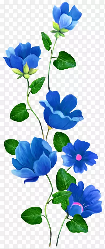 花蓝玫瑰花设计剪贴画-花