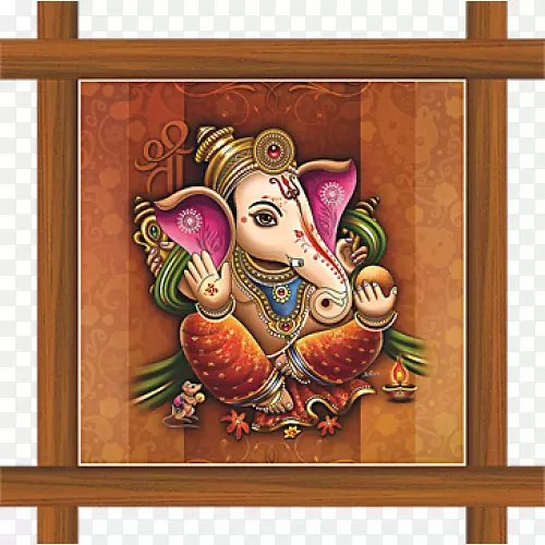 Lakshmi Ganesha Krishna Janmashtami印度教-木制十字架