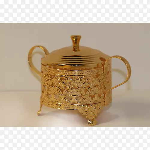 黄铜糖碗茶壶托盘瓷.黄铜