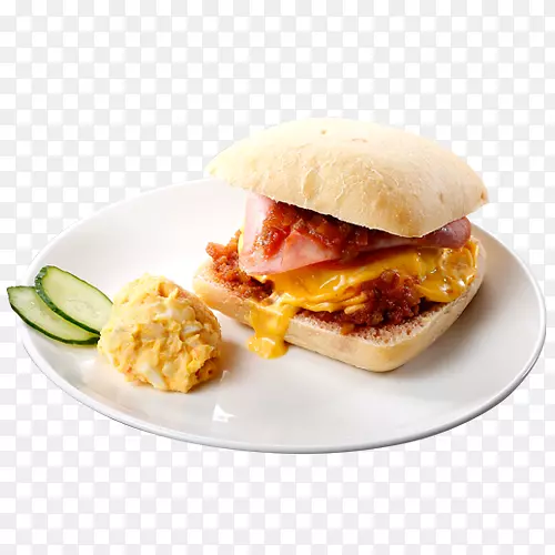 早餐三明治滑块芝士汉堡水牛汉堡蒙特利尔式熏肉早餐