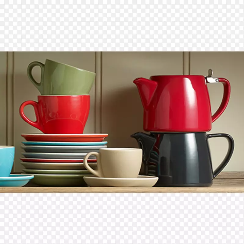 咖啡杯，茶壶，浓缩咖啡，瓷碟，色拉叉