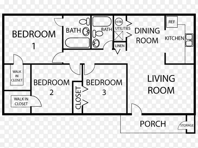 平房平面图-卧室-浴室标签