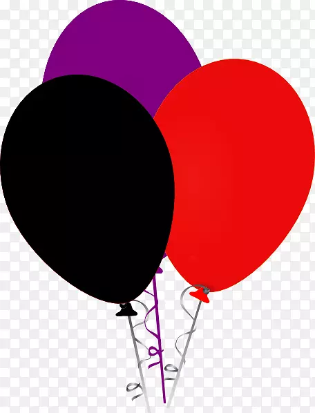 气球生日剪贴画-紫色和粉红色