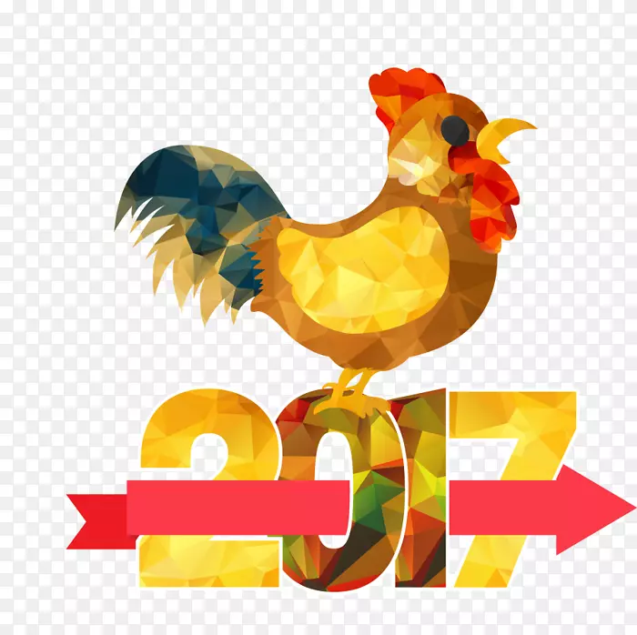 2017年新年红公鸡贺卡-农历新年