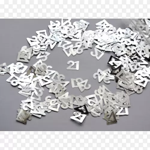 银白色角字体-银色五彩纸屑