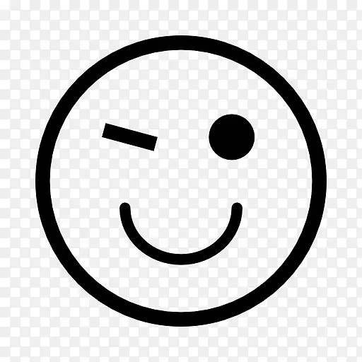 微笑快乐电脑图标表情眨眼-微笑