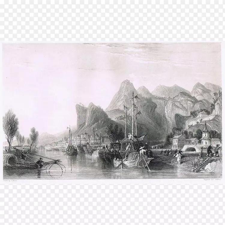杭州湾水彩画