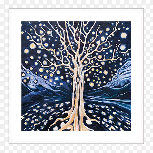 钴蓝现代艺术视觉艺术.指纹树