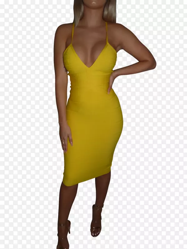 黄色绷带连衣裙